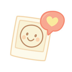 Instant Photo Print Sticker with Smiling Face and Love Heart