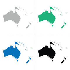 Oceania and Australia map with differnt colors