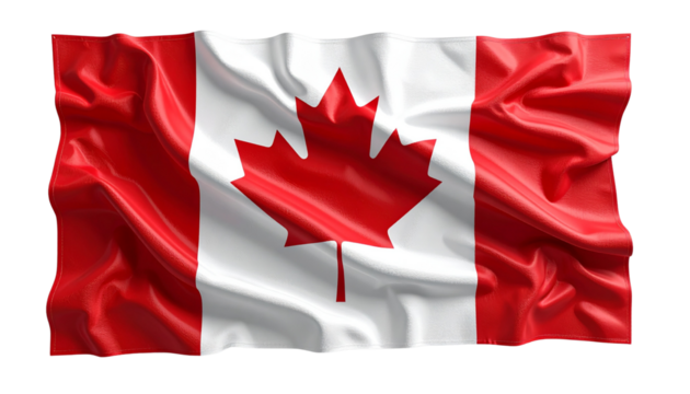 Canadian National Flag Isolated on Transparent Background – Maple Leaf Symbol of Canada