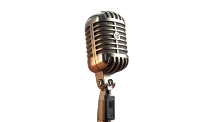 Old Style Silver Studio Microphone – Retro Broadcast Equipment PNG