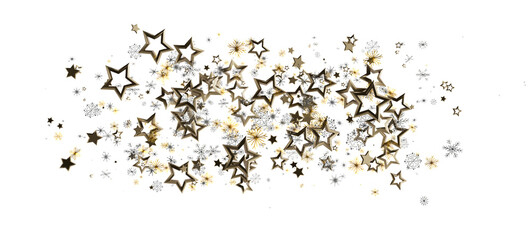 Elegant gold star confetti on white. Perfect for celebrations, holidays, and special events. Use for invitations, greetings, or digital design p