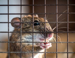 Small rodent in metal cage