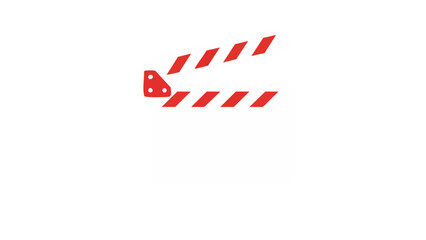 Obraz premium Red and white film clapperboard icon on a white background.