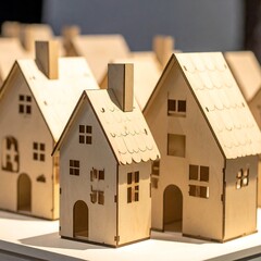 Small wooden houses displayed