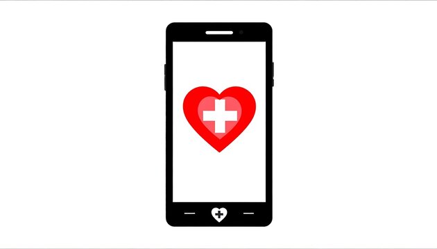 Smartphone displaying a medical heart icon