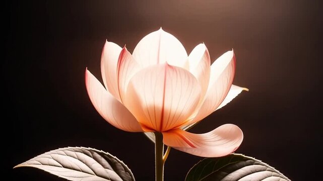 Time-Lapse of a Delicate Pink Lotus Blossom Opening in a Studio Setting with Soft Light and a Dark