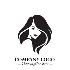 Beautiful Woman Logo Symbol in Black on White Background with Elegant Minimal and Modern Design