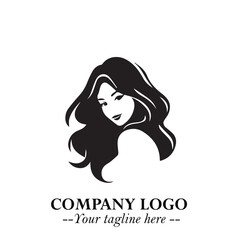 Beautiful Woman Logo Symbol in Black on White Background with Elegant Minimal and Modern Design