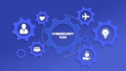 Gears connecting icons for cybersecurity plan business concept strategy - Powered by Adobe