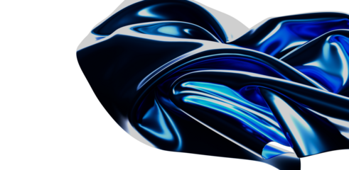 Abstract image of flowing blue fabric against a white background, perfect for use as a background in digital art, design, and other creative pro