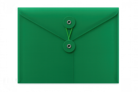 Green plastic document holder for office organization, file storage, and secure business paperwork