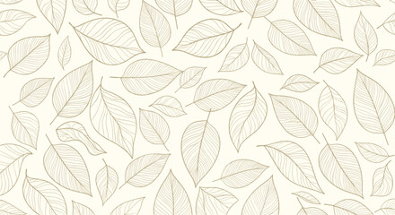 A vintage pattern of scattered leaves in neutral tones.