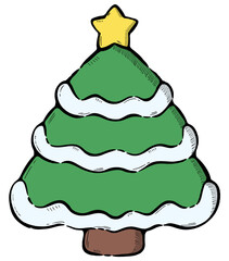 christmas tree and snow 