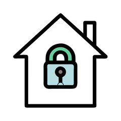 House icon with a padlock symbolizing security and protection
