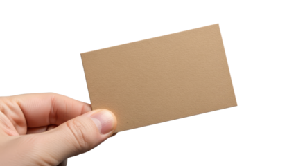 Minimalist hand holding blank business card on black background