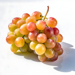 Vibrant Red and Yellow Grapes on a White Surface with Water Droplets red grape pink grape