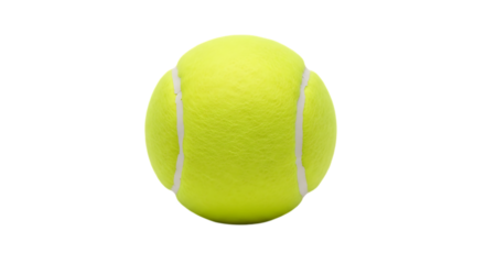 Bright yellow tennis ball with white stitching isolated on a transparent background sports equipment