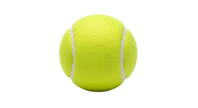 Bright yellow tennis ball with white stitching isolated on a transparent background sports equipment