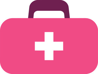 Obraz premium Pink first aid kit flat icon medical emergency help symbol vector