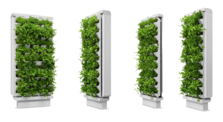 Vertical garden planter with lush green plants on white rectangular frame, modern indoor greenery solution, perfect for home or office decor