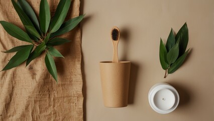 natural tooth brush from bamboo product photo aesthetic