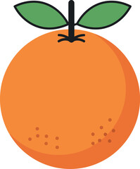Vibrant orange fruit with green leaves simple vector illustration vector