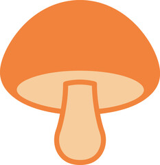 Cute orange mushroom simple flat icon design vector