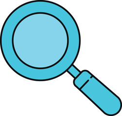 Simple blue magnifying glass icon for research and discovery vector