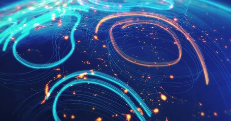 Modern digital network showing worldwide internet connections and lights. Technology related 3d animation. - Powered by Adobe