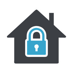 Home icon with a padlock representing security and safety