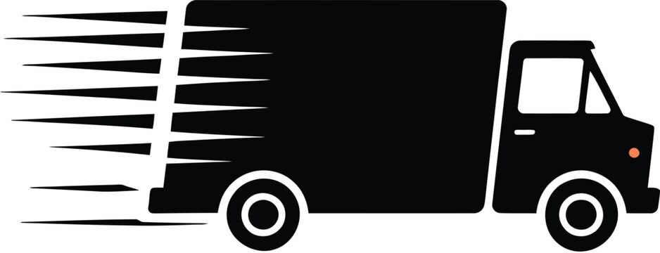 Speeding Delivery Van Graphic Icon Indicating Rapid Dispatch and Transport Services