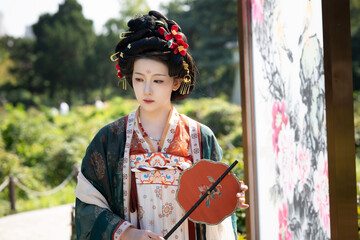 Young woman wearing ancient Chinese Hanfu