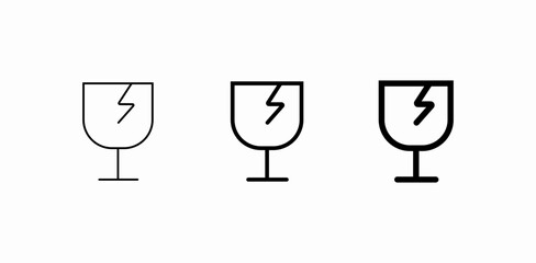 fragile glass warning icon sign vector