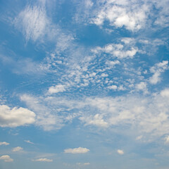 Scenic Natural Sky Background With Various Cloud Formations and Clear Horizon