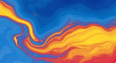 Abstract swirling colors blue yellow and red background texture