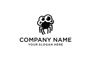 Funny Cartoon Monster Spider Logo Template, Black Creative Character with Multiple Big Eyes for Company Branding