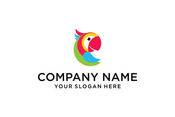 Colorful Abstract Parrot Logo Design with Vibrant Modern Geometric Shapes