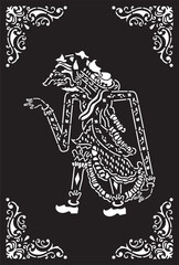 Wayang Dorna Character, Indonesian Traditional Shadow Puppet - laser cutting - metal art - Vector Illustration