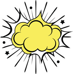 Yellow comic burst explosion speech bubble vector