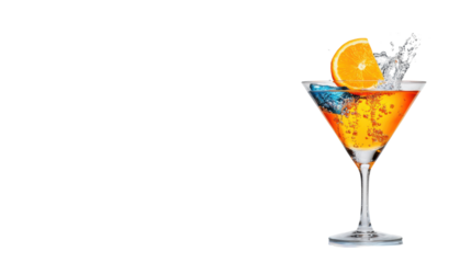 Vibrant Cocktail with Orange Splash on Transparent Background