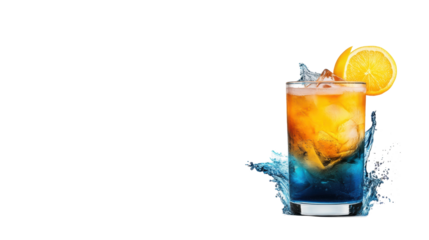 Vibrant Cocktail with Orange Garnish Splash  on Transparent Background