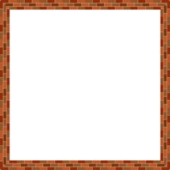 Square frame brick brickwork brown border picture frame vintage retro antique handcraft framework architecture decorative element isolated background 