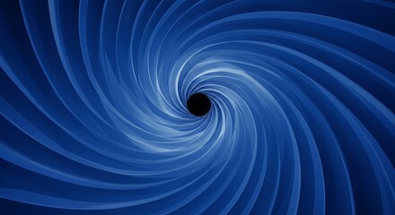Abstract vortex illustration deep blue spiral with central black hole