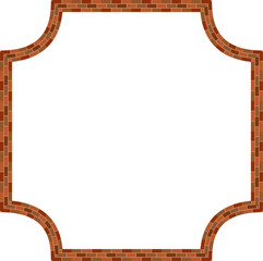 Plaque frame brick brickwork brown border picture frame vintage retro antique handcraft framework architecture decorative element isolated background 