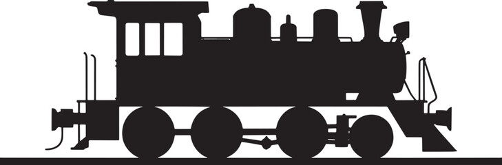 Train Locomotive Vintage Icon Silhouette Railway Travel Transportation Railroad Track Vector