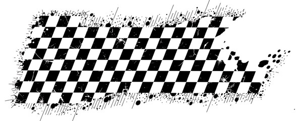 Naklejka premium Race flag in dirty grunge style with splashes
