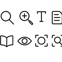 Minimalist black interface icons on gradient background for digital applications