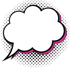White cloud speech bubble pink outline vector