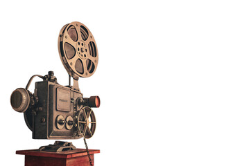 Obraz premium Vintage film projector isolated on transparent background