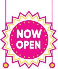 Vibrant starburst sign bold text open pink